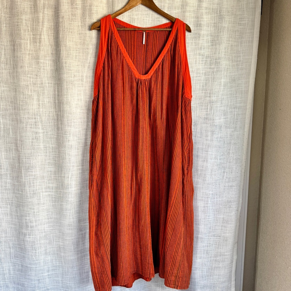 Sleeveless Orange Stripe V-Neck Maxi Dress